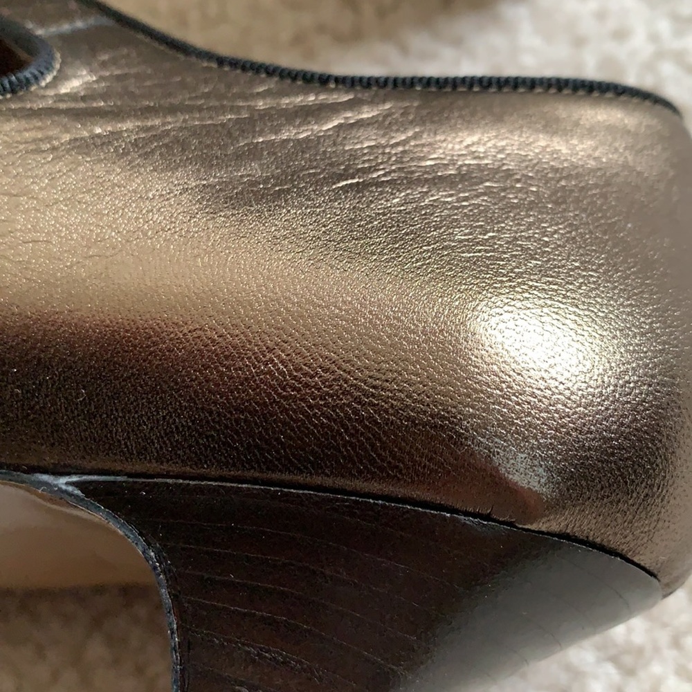 MARNI “Dorsey” T-strap kitten heel metallic leather shoes - Picture 7 of 11